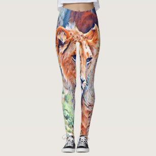 Legging leão do aquarell