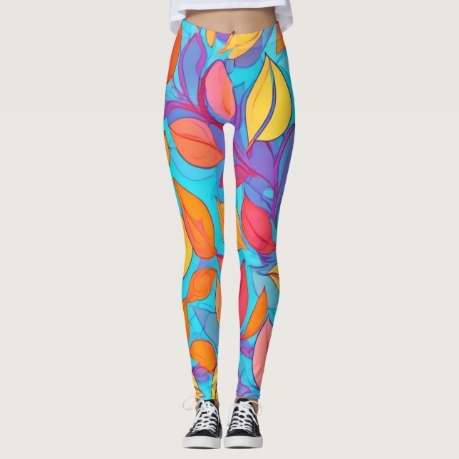 Legging LED Lit Brothel: Folhas de Cartoon (Frente)