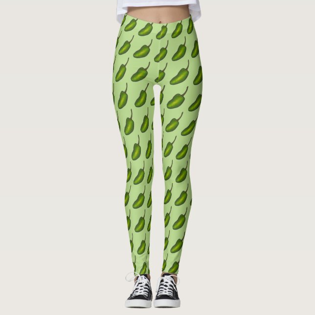 Legging Legagem de Jalapeño Pepper Jalapenos Foodie Verde  (Frente)