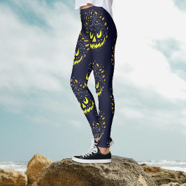 Legging Legal Black Yellow Jack O Lanterna Pumpkin Hallowe