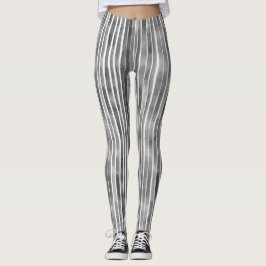 Legging Legal Cinza monocromática moderna Stripes Aquarela