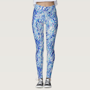 Legging Legal Cor De Água Da Onda Branco E Azul