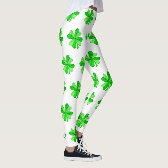 Legging Legal Dia dos Patrícios do Shamrock Irlandês Verde (Direita)