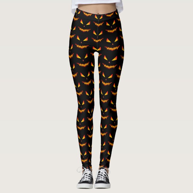 Legging Legal e assustador Jack O'Lanterna face do Dia das (Frente)