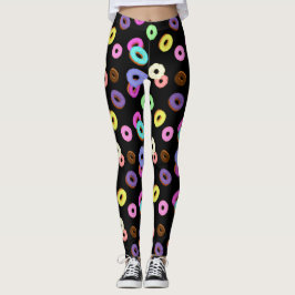 Legging Legal e divertido padrão de rosquinhas colorido pr