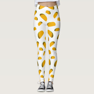 Legging Legal e divertido padrão de tacos brancos