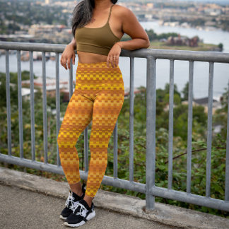 Legging Legal faixas Verticais Amarelas Laranja Escuras Ún