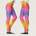Legging Legal Gradiente Arco-Íris Nome Manuscrito<br><div class="desc">Estas leggings legal e de tendências apresentam um incrível gradiente arco-íris de aquarela, em transição de amarelo para rosa e roxo, criando um olhar vibrante e brincalhão. Os lados são personalizados com seu nome em um moderno e na moda, manuscrito à mão, com um toque exclusivo. Perfeito para todos os...</div>