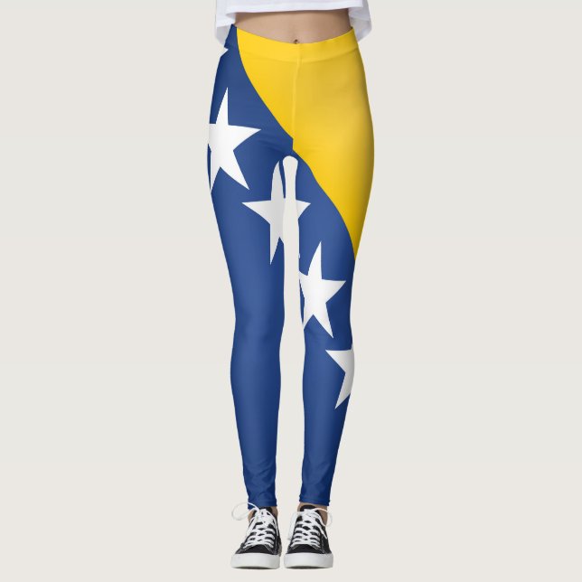 Legging Legal Moda de Bandeira da Bósnia e Herzegovina (Frente)
