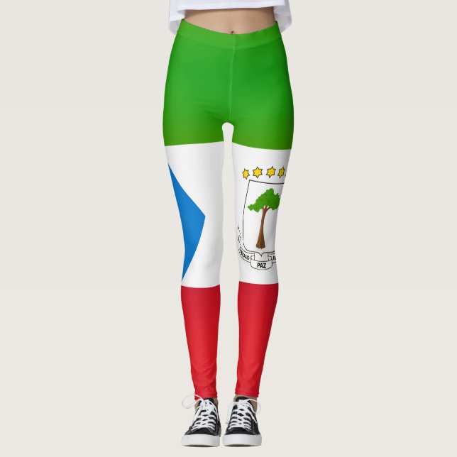 Legging Legal Moda de Bandeira da Guiné Equatorial (Frente)