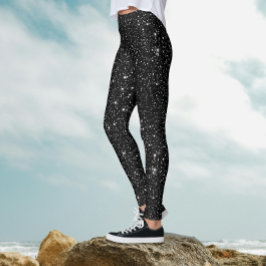 Legging Legal Na moda Black Night Sparparte Glitparte