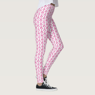 Legging legal padrão colorido de folhas, cor-de-rosa-cós