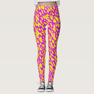 Legging Legal Padrão De Impressão Moderno, Rosa E Amarelo,