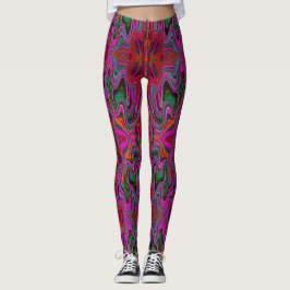 Legging Legal padrão de onda vermelho e verde do trippy ma