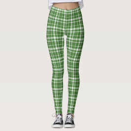 Legging Legal Rua escocesa de Tartan Branco Verde.Dia de P