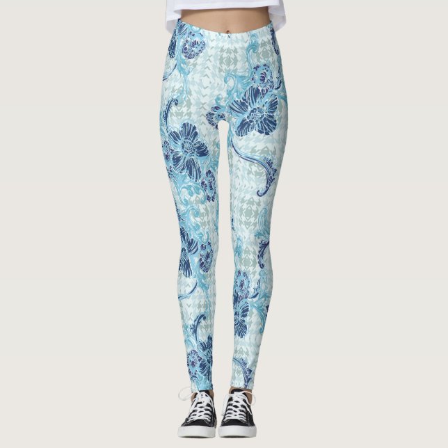 Legging Legal serenidade azul com padrão inspirado no ocea (Frente)