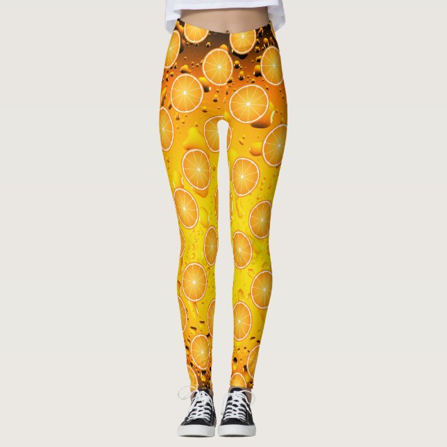 Legging Legal suculência Laranja padrão em gotas d'água (Frente)