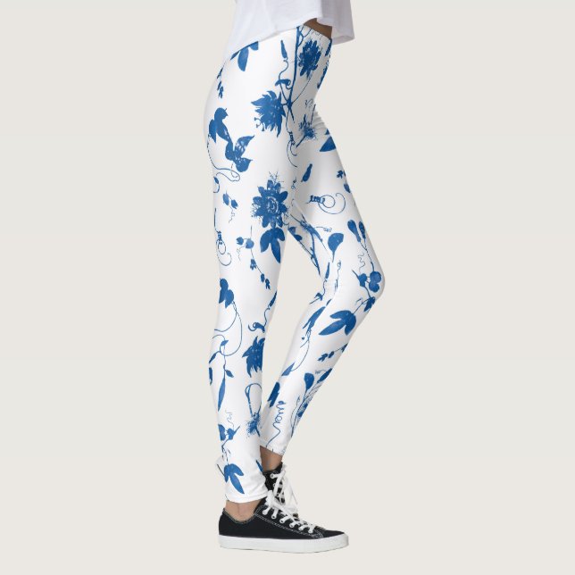 Legging Legal Toile Floral Azul Elegante Moderno (Direita)
