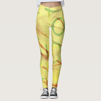 Legging Legenda amarela e verde desenhada.