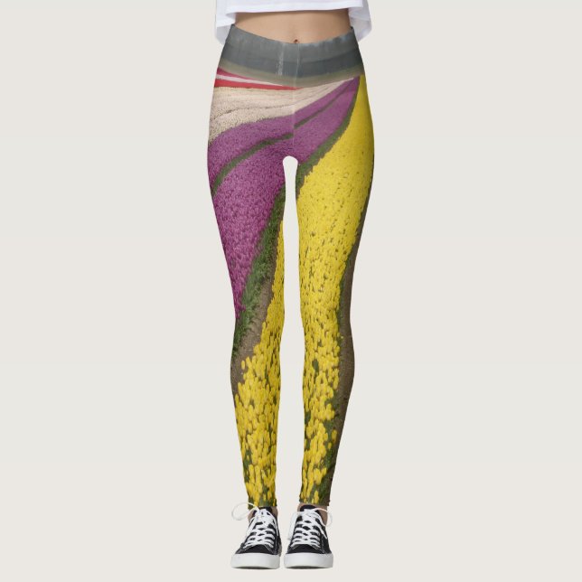 Legging Legenda de campo das tulipas coloridas (Frente)