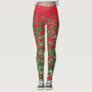 Legging Legenda de campo das tulipas vermelhas brilhantes