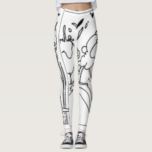 Legging Legenda de ilustração em preto-e-branco da safra