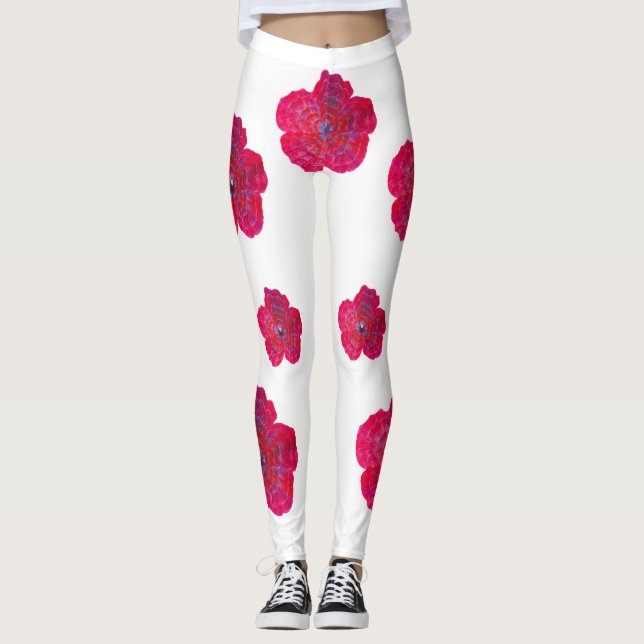 Legging Legenda de padrão de arte do Flor Vermelho (Frente)