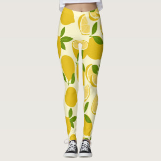 Legging Legenda de padrão de limão simples amarela