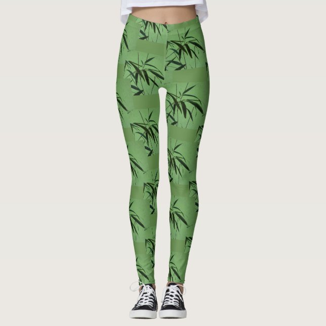 Legging Legenda de padrão em bambu verde (Frente)