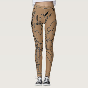Legging Legenda de trabalho de arte preto e marrom do esti