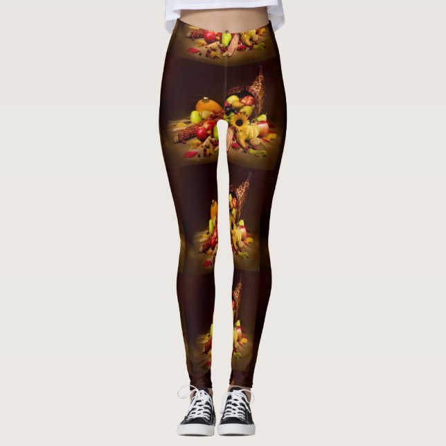 Legging Legendas de Impressão de Ação de Graças (Frente)