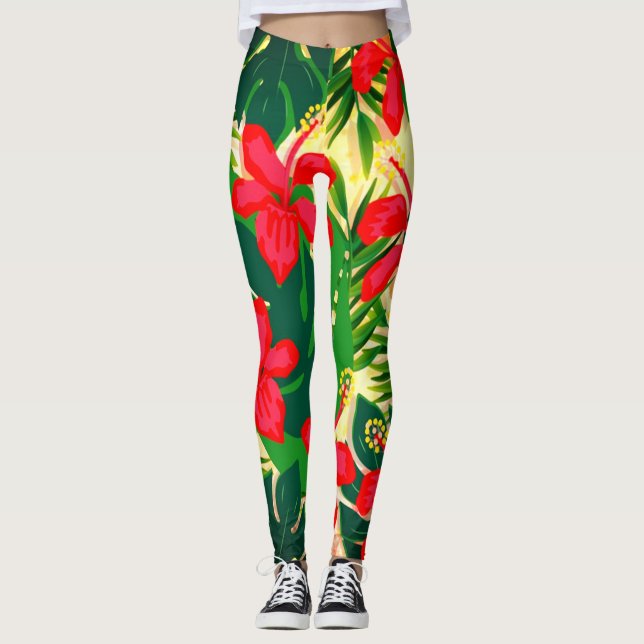 Legging Legendas de Impressão Tropical (Frente)