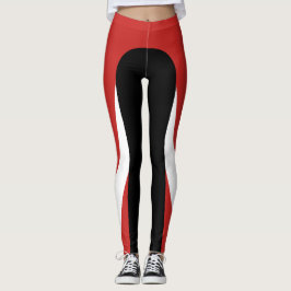 Legging Legendas de padrão vermelho/branco/vermelho/preto