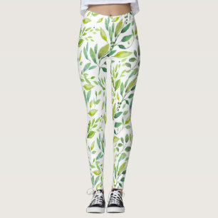 Legging Leggens Aquáticas das Folhas Verdes e Berries