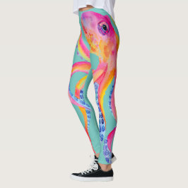 Legging Leggens Aquáticas De Octopus Teal Médio