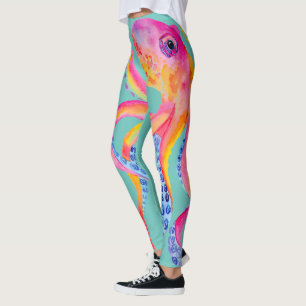 Legging Leggens Aquáticas De Octopus Teal Médio