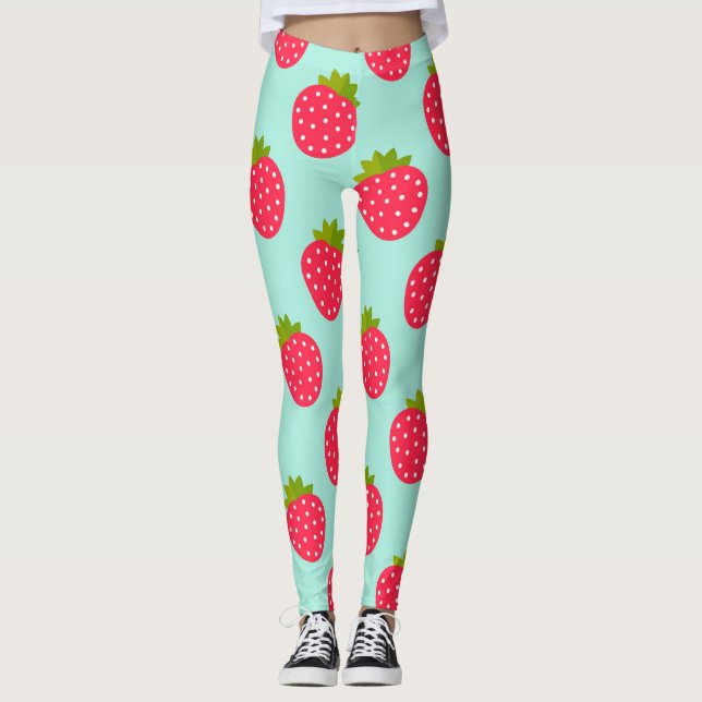 Legging Leggens azuis de morangos (Frente)