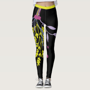 Legging Leggens Botânicas Roxas, Cor-de-Grande Cor, Colori