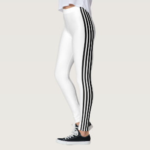 Legging Leggens brancas de faixa lateral preta Cores perso