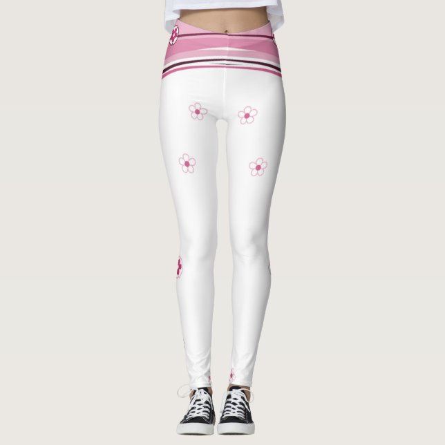 Legging Leggens brancas e cor-de-rosa (Frente)