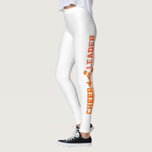 Legging Leggens brancas e laranja do Cheerleader