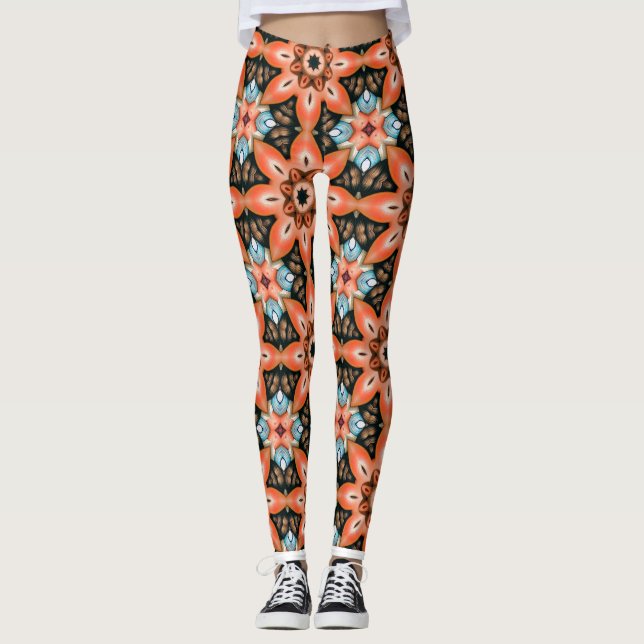 Legging Leggens Caleidoscópicas Florais Vibrantes (Frente)