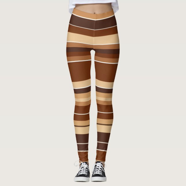 Legging Leggens castanhas e brancas - Na moda, confortávei (Frente)