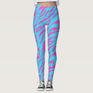 Legging Leggens cor-de-rosa com fundo azul claro
