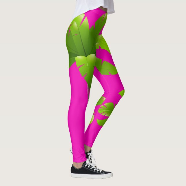 Legging Leggens cor-de-rosa da árvore palma (Direita)