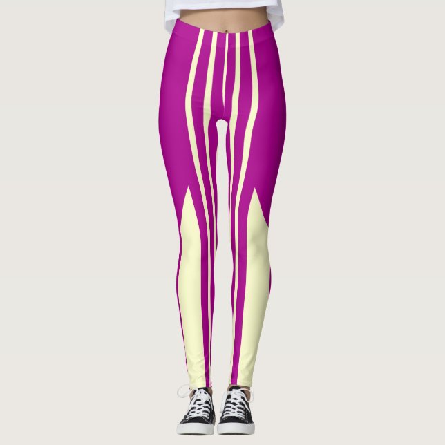 Legging Leggens cor-de-rosa e creme (Frente)