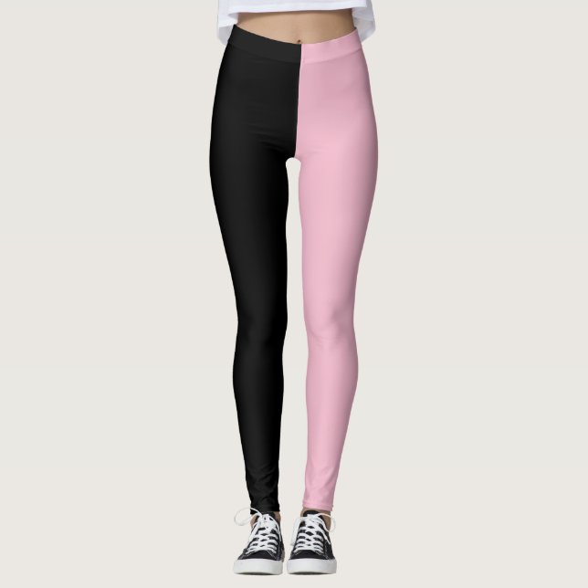 Legging Leggens cor-de-rosa e pretas (Frente)