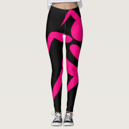 Legging Leggens Cor-de-Rosa Preta
