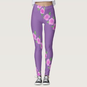 Legging Leggens da Flor Cor-de-Rosa-Corte