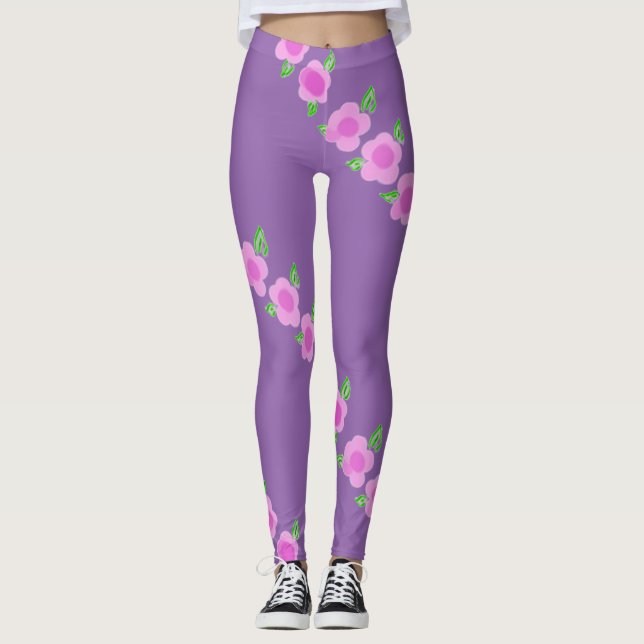 Legging Leggens da Flor Cor-de-Rosa-Corte (Frente)